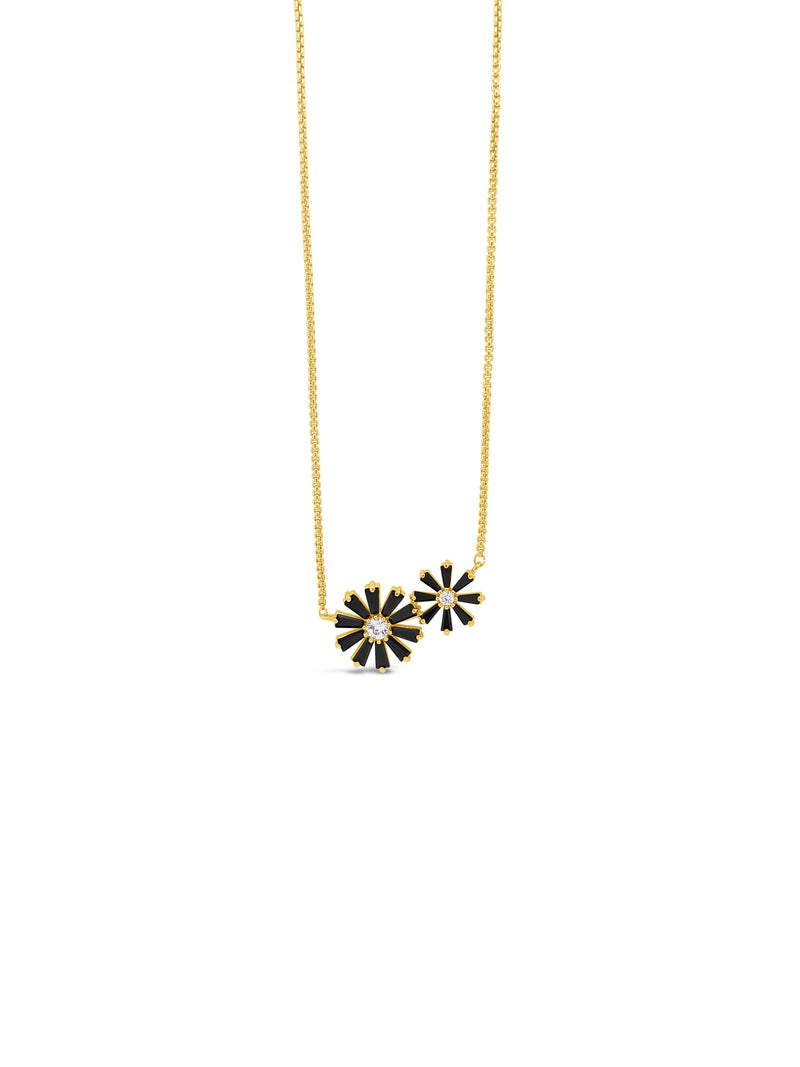 Absolute Black Flower Necklace- Gold N2273JT