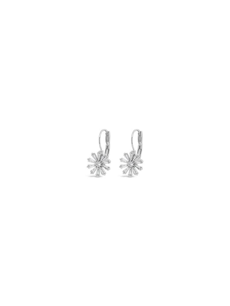 Absolute Clear Flower Drop Earrings - Silver E2273SL