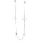 Absolute Clover Crystal Long Necklace - Mother of Pearl N2277SL Silver