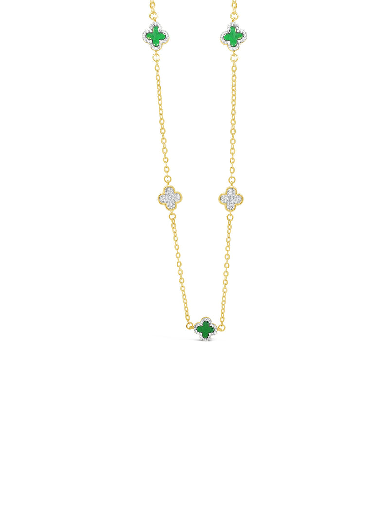 Absolute Clover Crystal Short Necklace - Green N2276EM