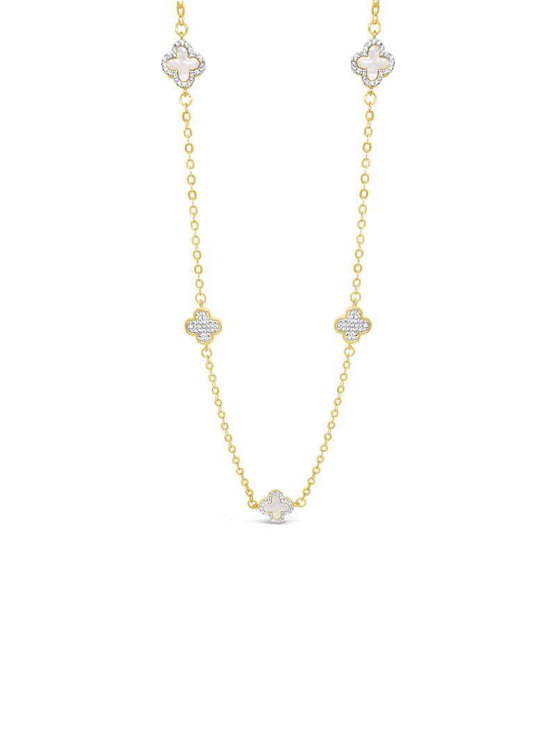 Absolute Clover Crystal Short Necklace - Mother of Pearl N2276gl