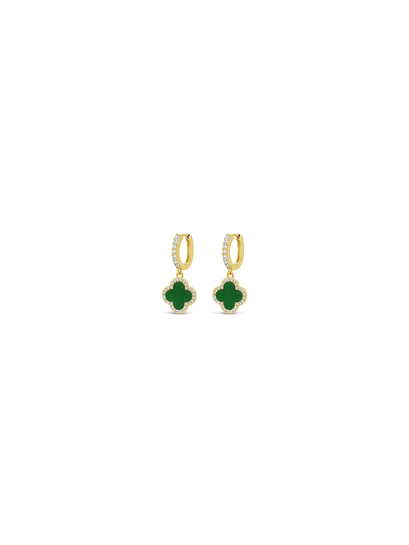 Absolute Clover Hoop Drop Earrings - Green E2277EM