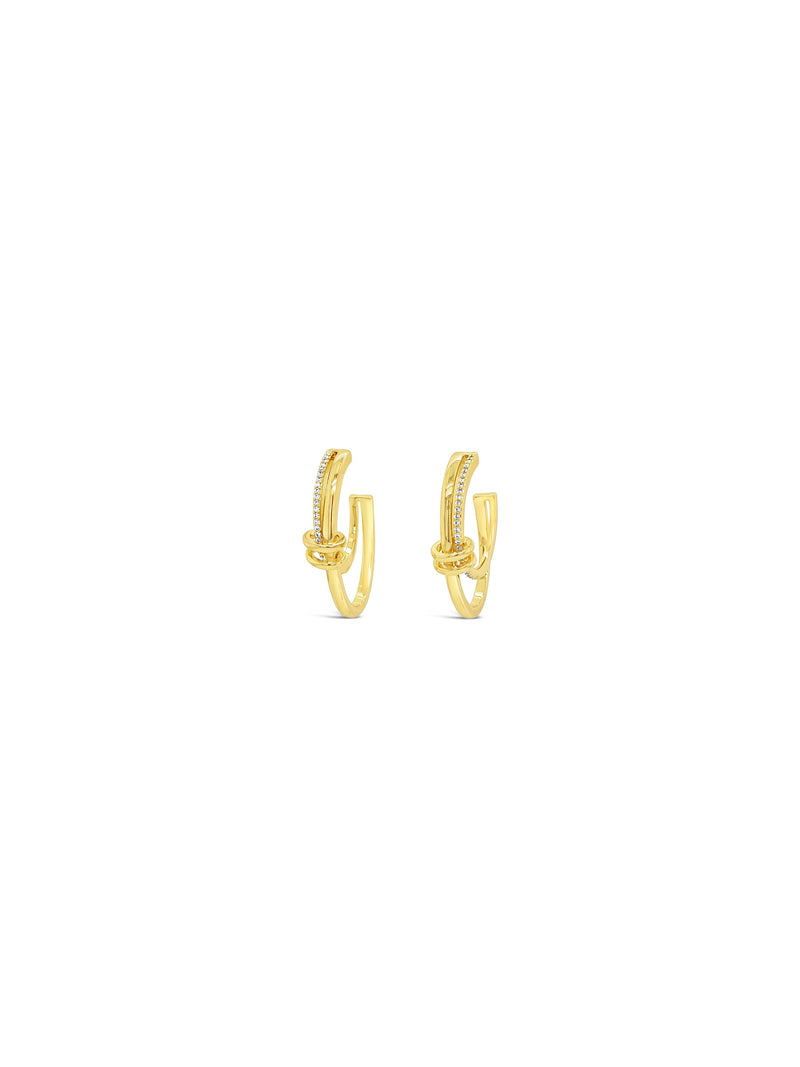 Absolute Crystal & Gold Knotted Hoop Earrings - E2265gl