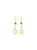 Absolute Green Bead & Pearl Drop Earrings - Gold E2288EM