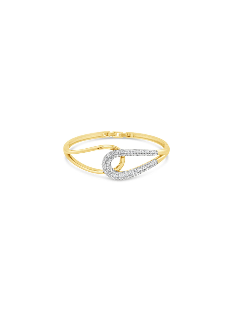 Absolute Interlocking Gold & Crystal Bangle BA243GL