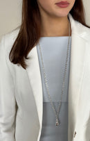 Absolute Long Sphere Drop Necklace N2336sl Silver