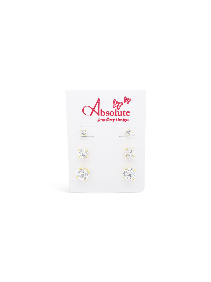 Absolute Set of 3 Crystal Stud Earrings - E2306gl