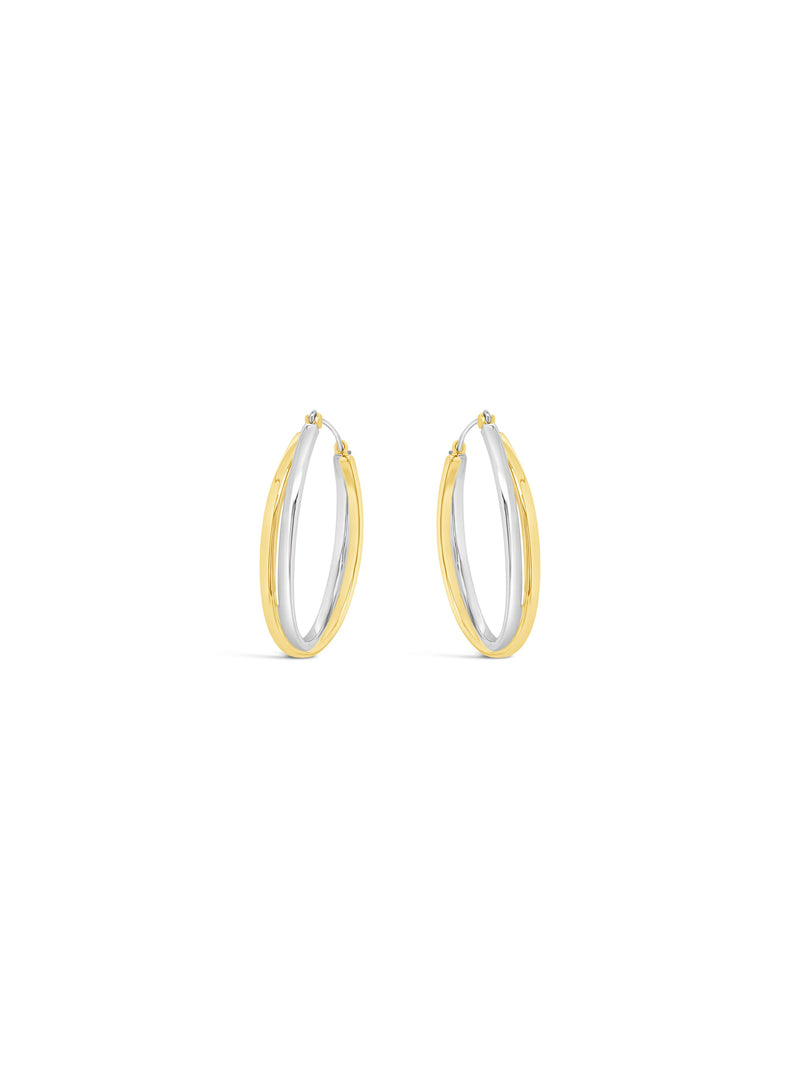 Absolute Silver & Gold Double Hoop Earrings - E2270MX