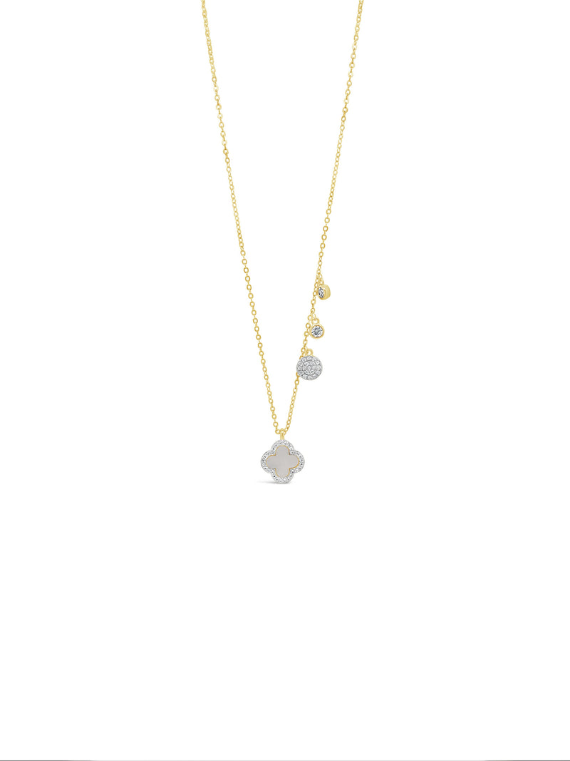 Absolute Single Clover Crystal Short Necklace - Mother of Pearl N2275gl