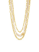 Absolute Champagne Bead & Chain Triple Strand Necklace N2287CH