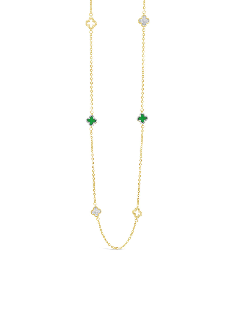 Absolute Clover Crystal Long Necklace - Green N2277EM