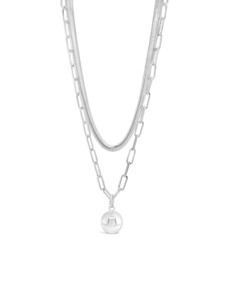 Absolute Double Strand Sphere Necklace N2337sl Silver