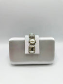 Ada Pearl Clasp Clutch Silver