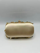 Alice Pearl & Sequin Flower Applique Clutch Bag - Gold
