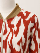 Amira Gold Trim Bomber Jacket - Rust & Cream