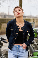 Ana & Lucy Gold Button Jacket - Dark Denim