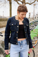 Ana & Lucy Gold Button Jacket - Dark Denim