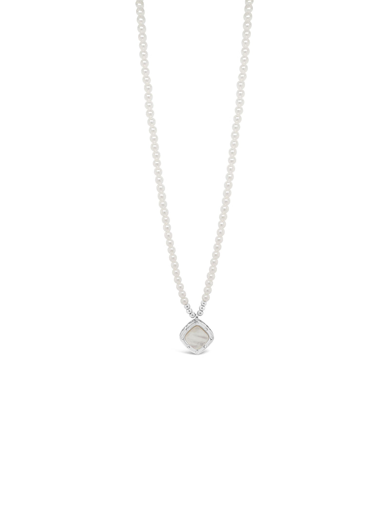 Absolute Fine Pearl & Enamel Necklace - N2258SL Silver