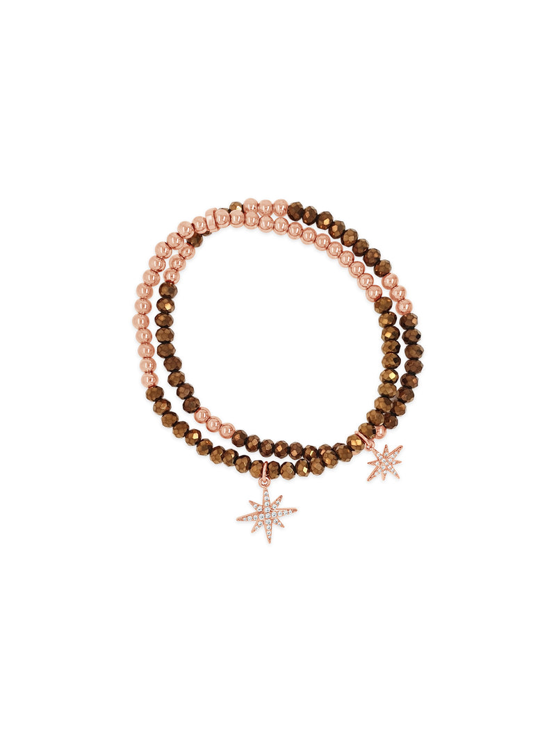 Absolute Double Copper Bead Star Drop Bracelet - B2217BR
