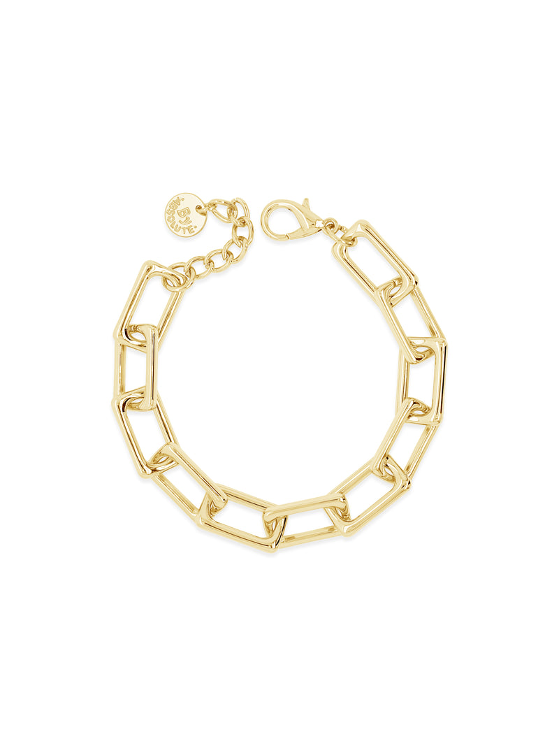 Absolute Gold Square Link Bracelet-B2335GL