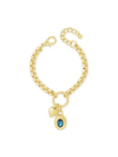 Absolute Blue & Heart Charm Bracelet - Gold & Blue B2395MB