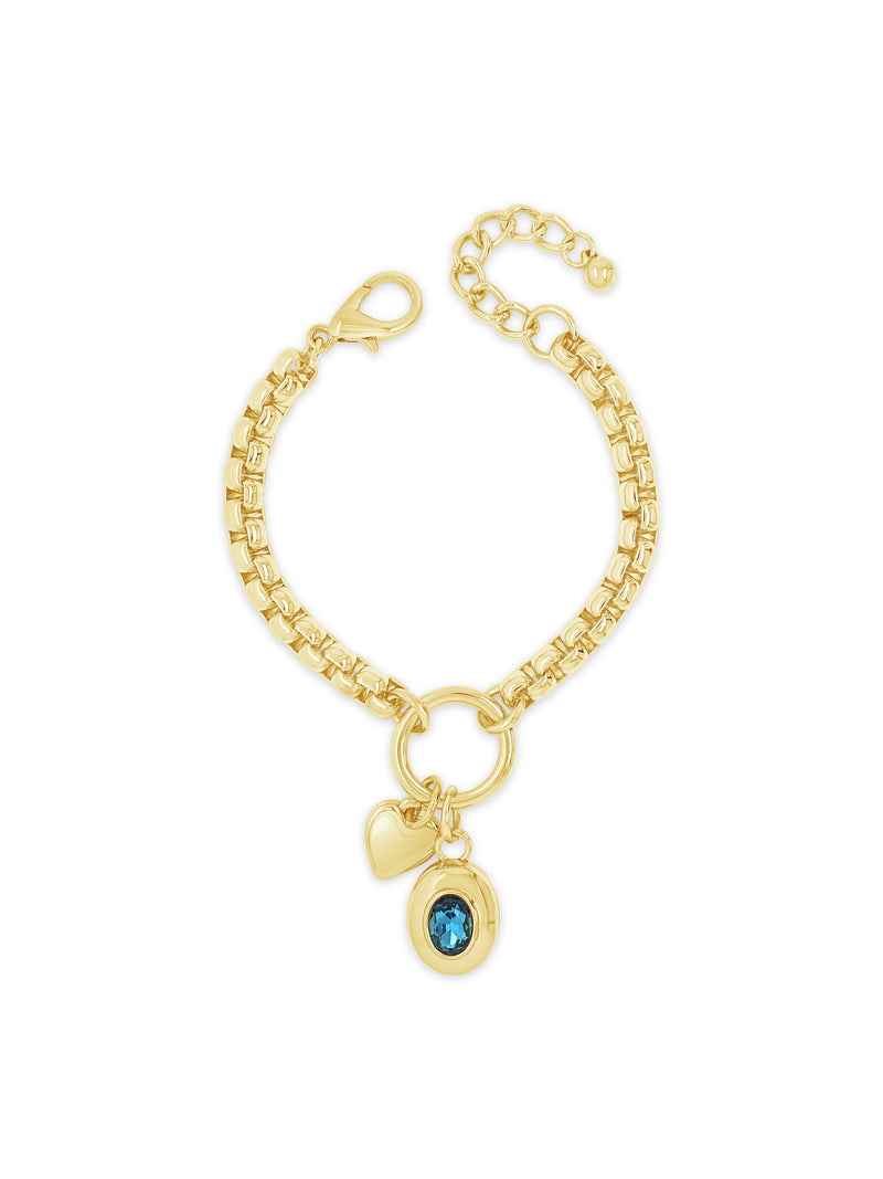 Absolute Blue & Heart Charm Bracelet - Gold & Blue B2395MB