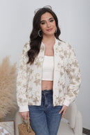 Blake Floral Embroidery Bomber Jacket - Beige