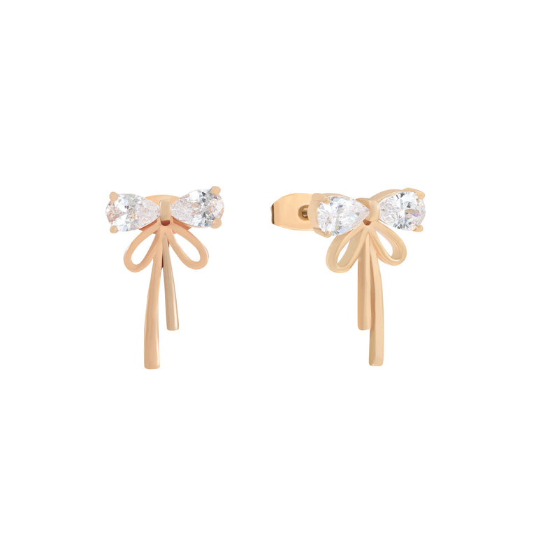 Tipperary Crystal Bow Stud Drop Earrings Gold 180024