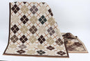 Brielle Diamond Print Shawl - Beige & Brown