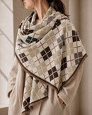 Brielle Diamond Print Shawl - Beige & Brown