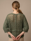 Bromely Crochet Cape Knit Cardi  - Khaki