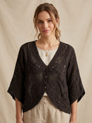 Bromely Crochet Cape Knit Cardi - Chocolate Brown