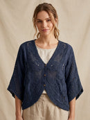 Bromely Crochet Cape Knit Cardi - Navy