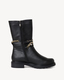Marco Tozzi Boot with Pearl Belt and Chain Detail - Black 2-25487-29