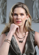 Absolute Black Double Bow Crystal Necklace - Gold N2283JT