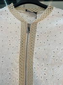 Coleen Cotton Embroidered Bomber Jacket - White