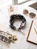 Daria Willow Pearl Scarf Necklace - Black