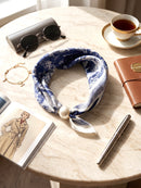Daria Willow Pearl Scarf Necklace - Navy