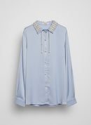 Delphine Pearl Collar Shirt - Powder Blue