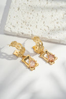 Dixie Hoop Drops Earring With Stone - Blush