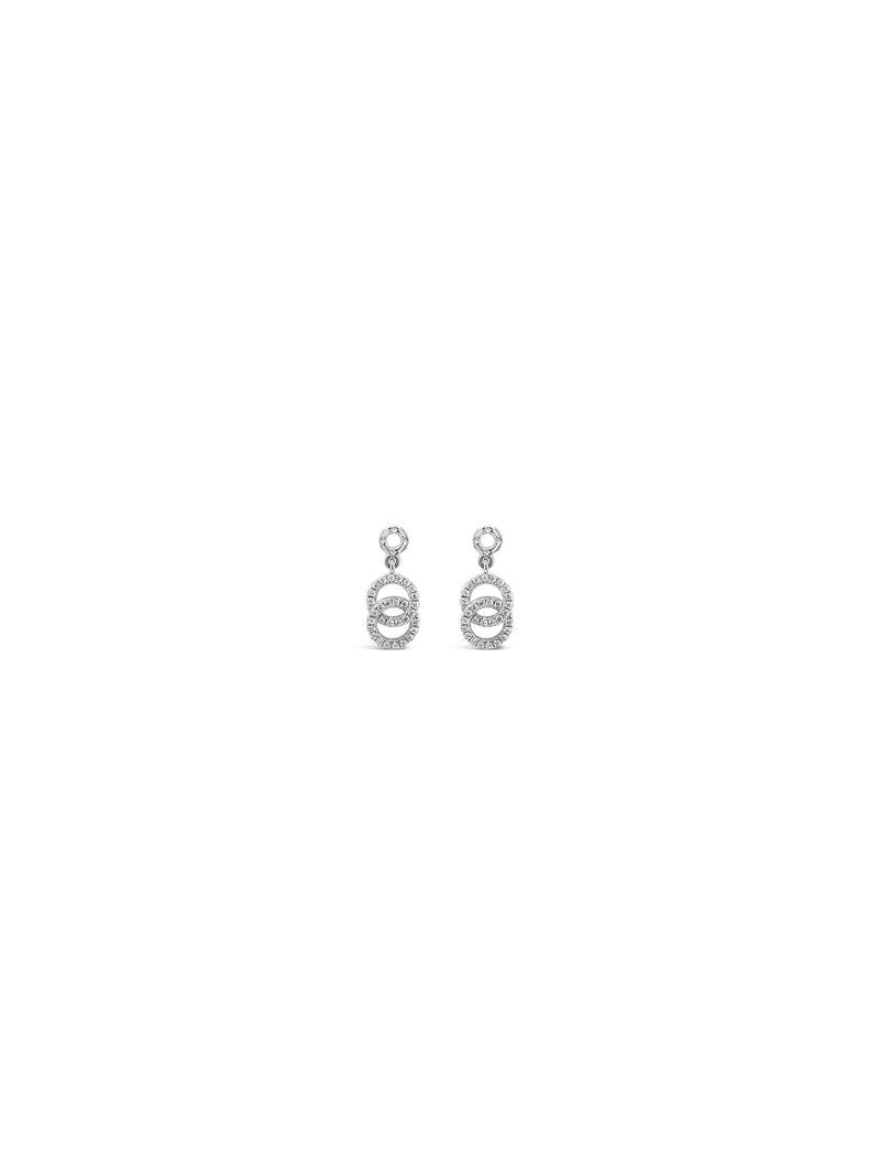 Absolute Sterling Silver Double Circle Drop Crystal Earrings SE116SL