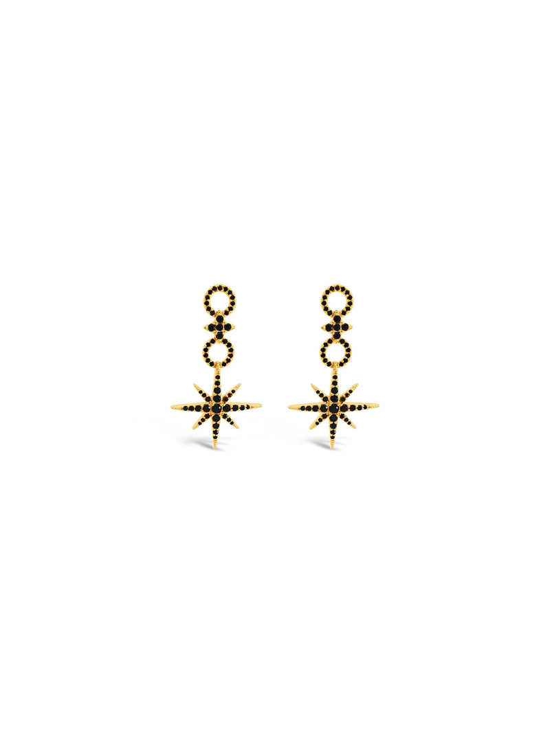 Absolute Black Crystal Star Drop Earrings E2215JT