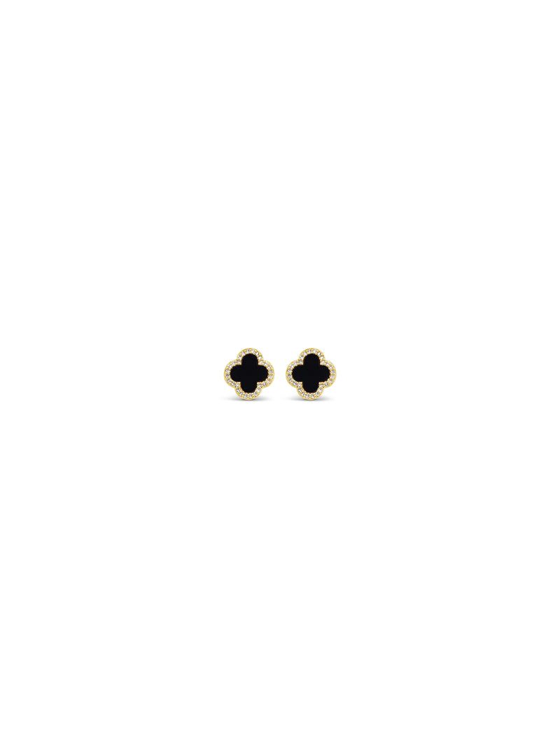 Absolute Clover Stud Earrings - Black E2350JT Gold