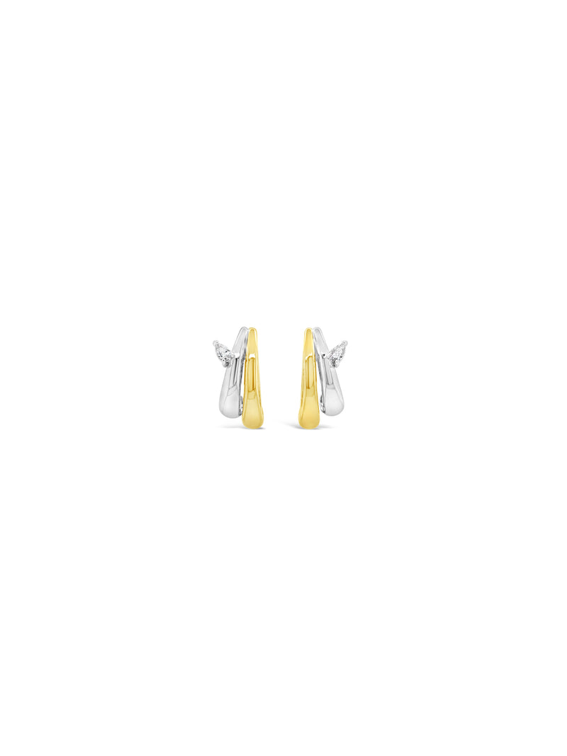 Absolute Silver & Gold with Crystal Hoop Earrings- E2374MX