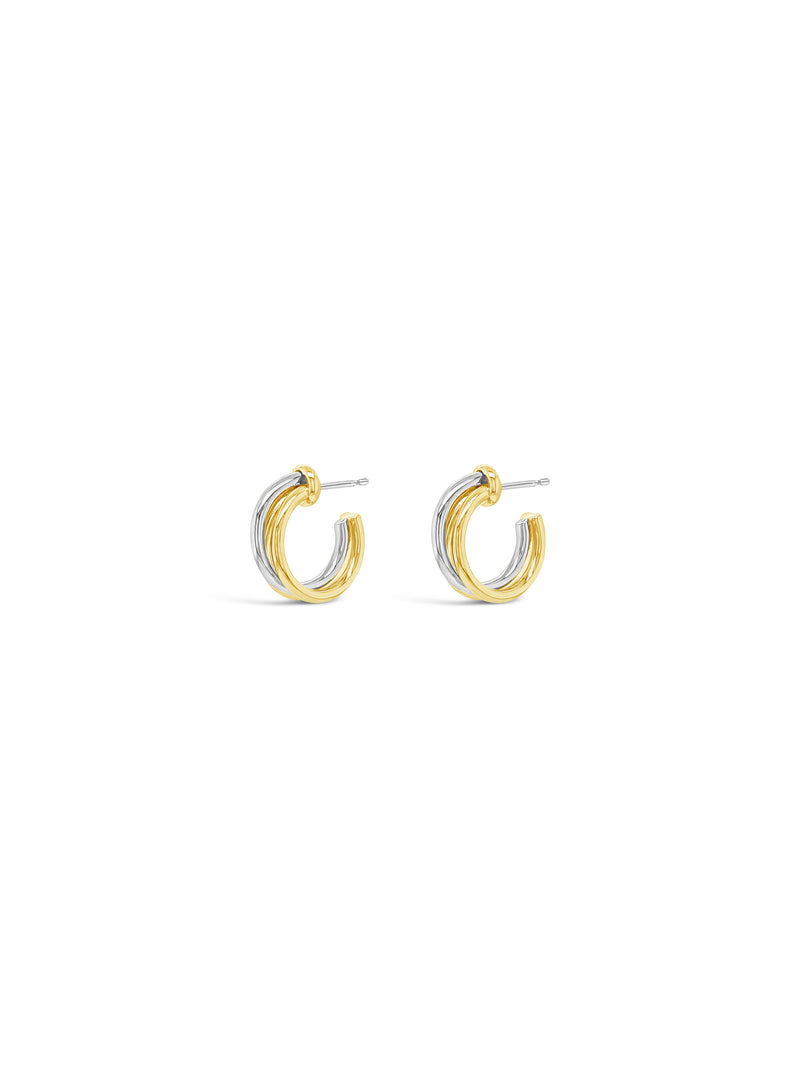 Absolute Silver & Gold Triple Mini Hoop Earrings- E2410MX