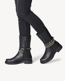 Marco Tozzi Boot with Pearl Belt and Chain Detail - Black 2-25487-29