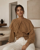 Eibhlín Cape Collar Cardi - Camel