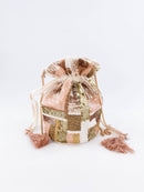 Elsie Sequin & Bead Cotton Pouch Bag - Gold, Rose & Blush