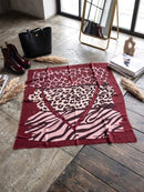 Freya Leopard & Zebra Print Scarf - Blush, Burgundy & Brown