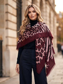 Freya Leopard & Zebra Print Scarf - Blush, Burgundy & Brown